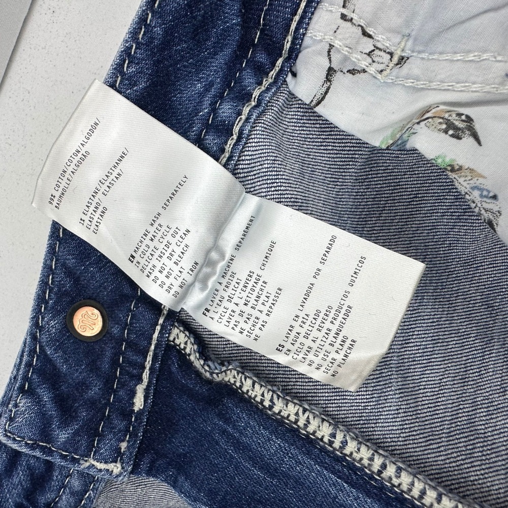 Miss Me Mid Rise Slim Wide Jeans W34 L30 Y2K Bling Thick‎ Stitch Bootcut NWT - Picture 14 of 16